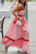 Amalfi Red Stripe Bow-Strap Maxi Dress actual garment photo reference